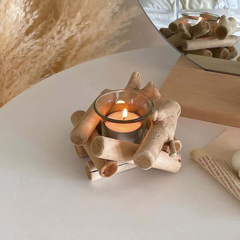 Natural Wood Tealight Candle Holder