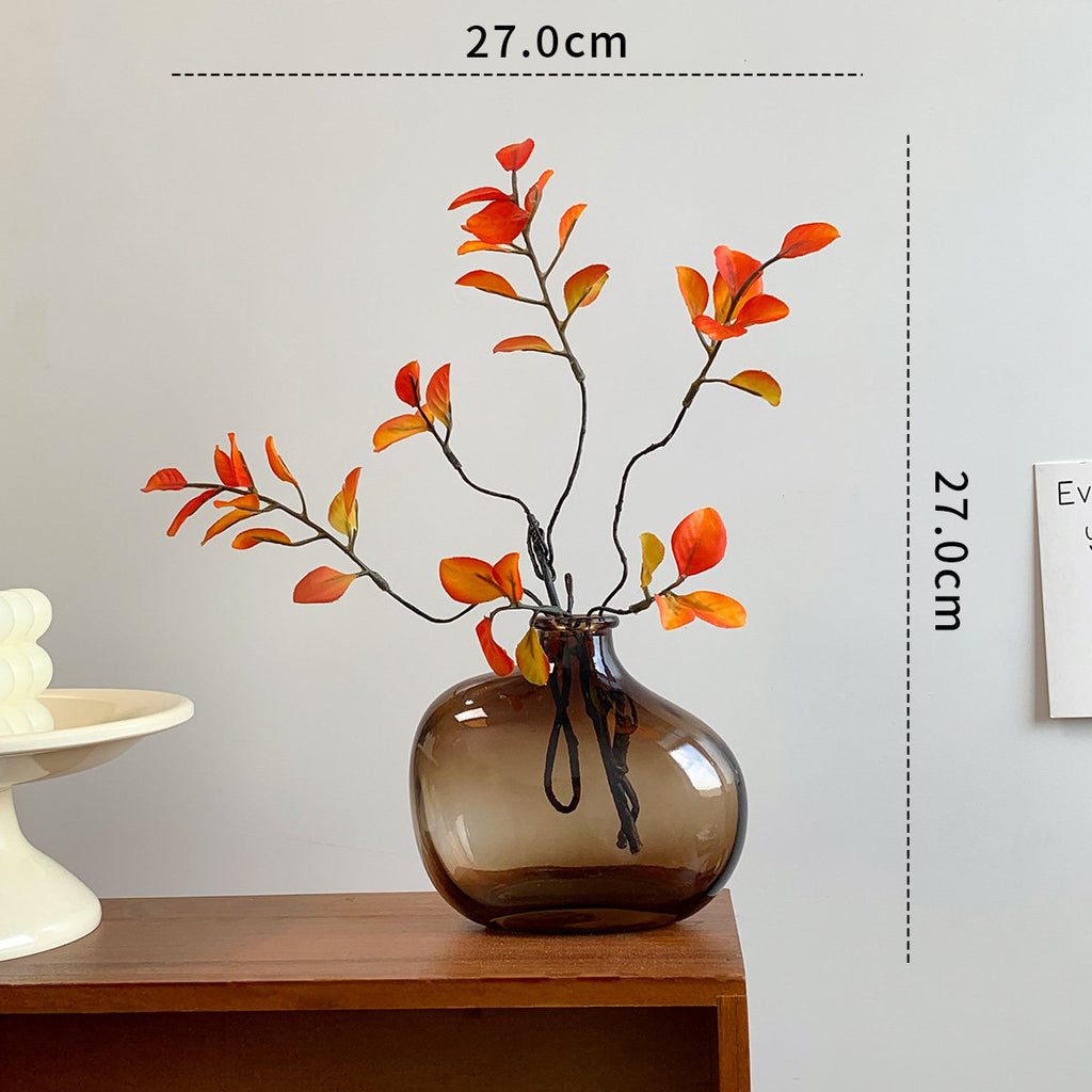 Autumn Maple Leaf Glass Vase Arrangement