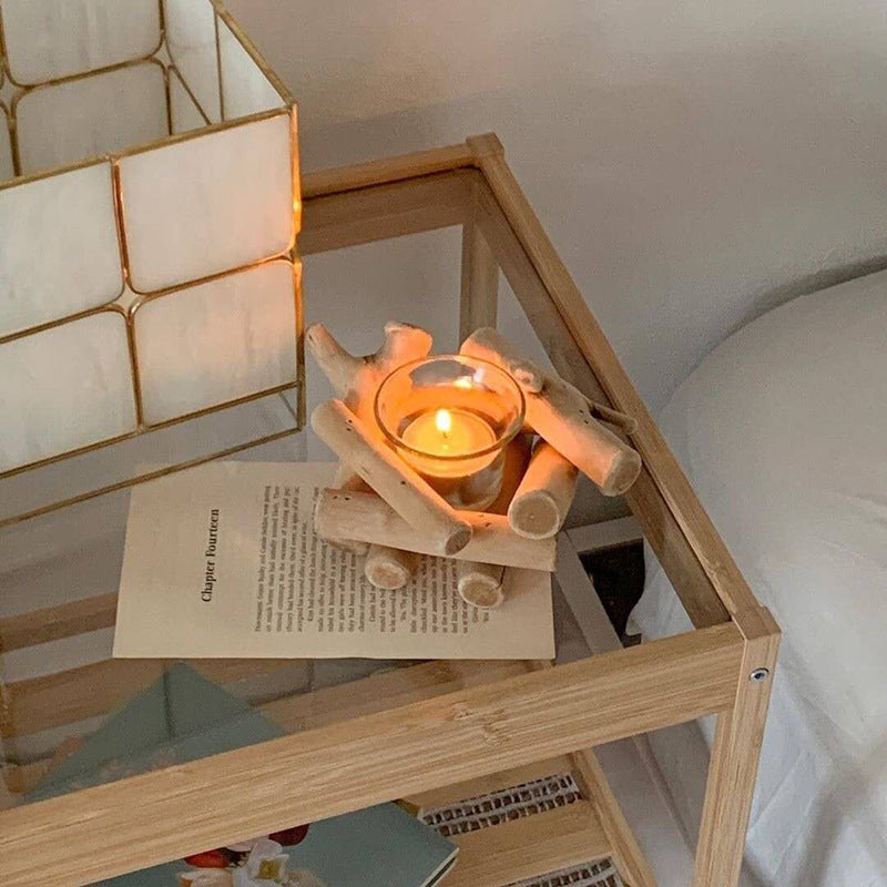 Natural Wood Tealight Candle Holder