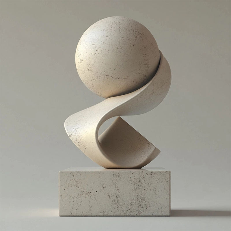 Modern off-white geometric sphere sculpture