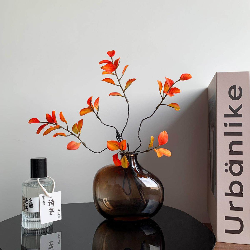Autumn Maple Leaf Glass Vase Arrangement