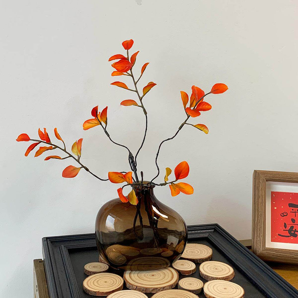 Autumn Maple Leaf Glass Vase Arrangement