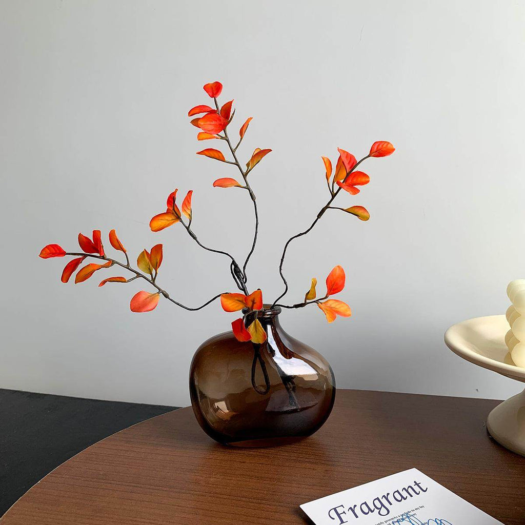 Autumn Maple Leaf Glass Vase Arrangement