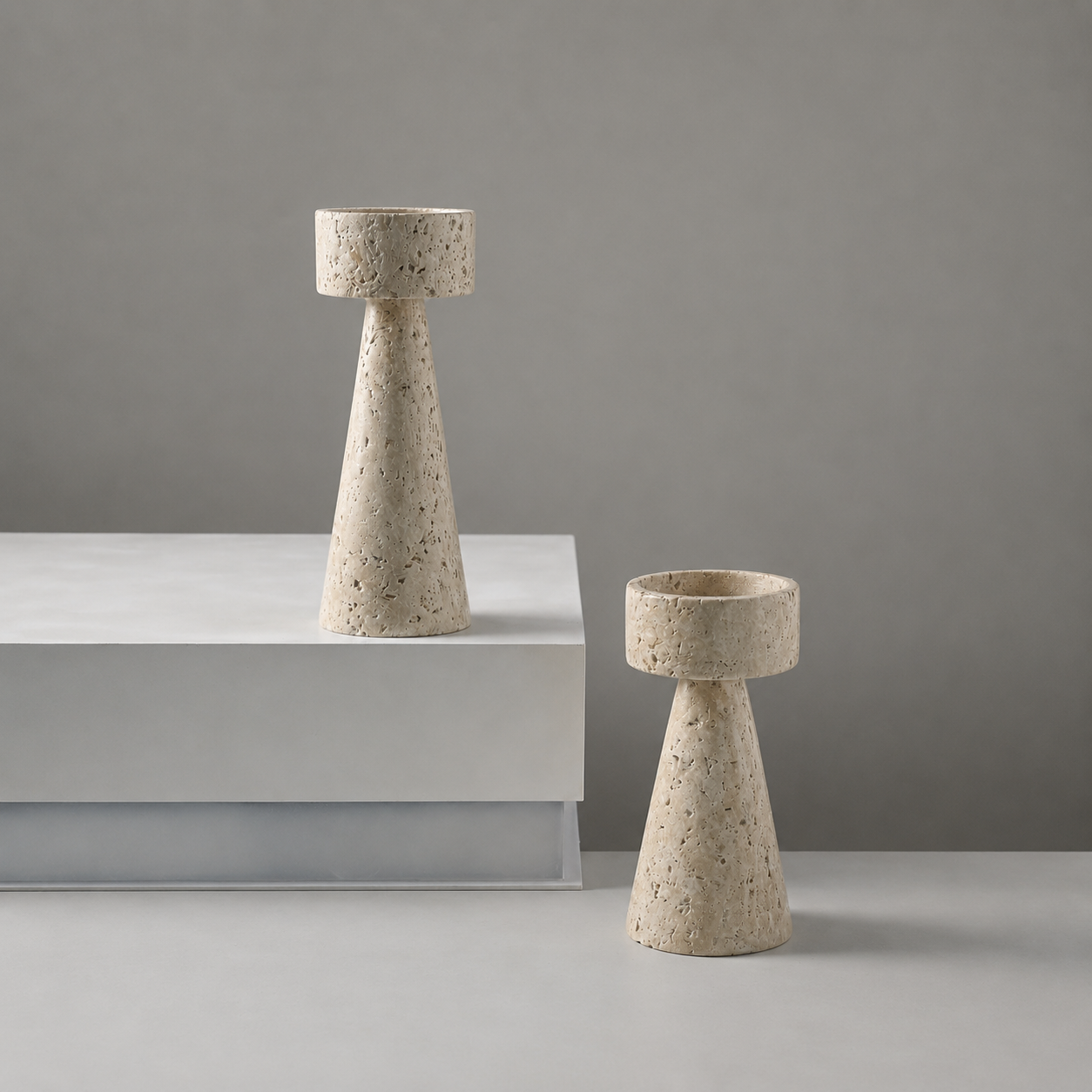 Natural Travertine Stone Candle Holder