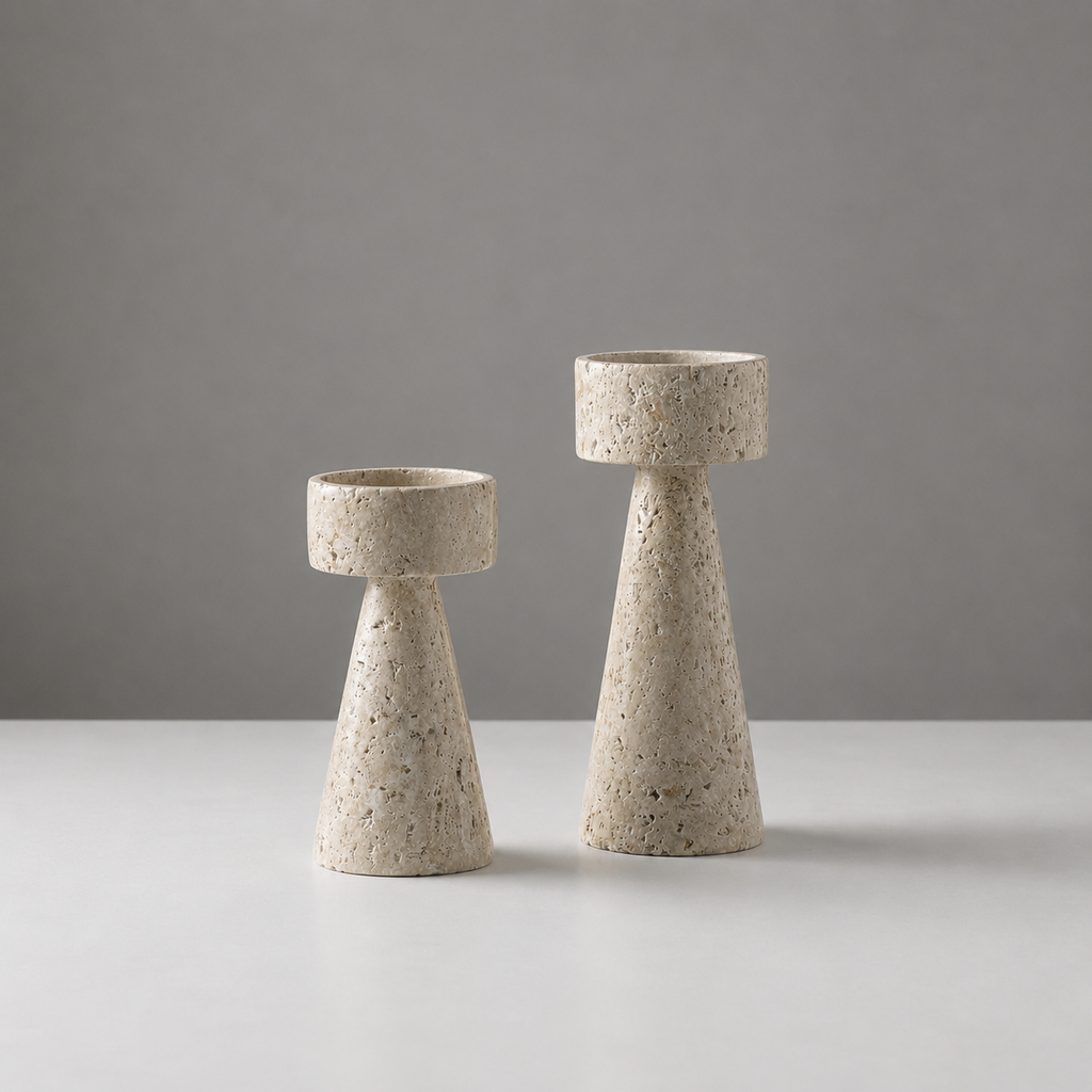 Natural Travertine Stone Candle Holder