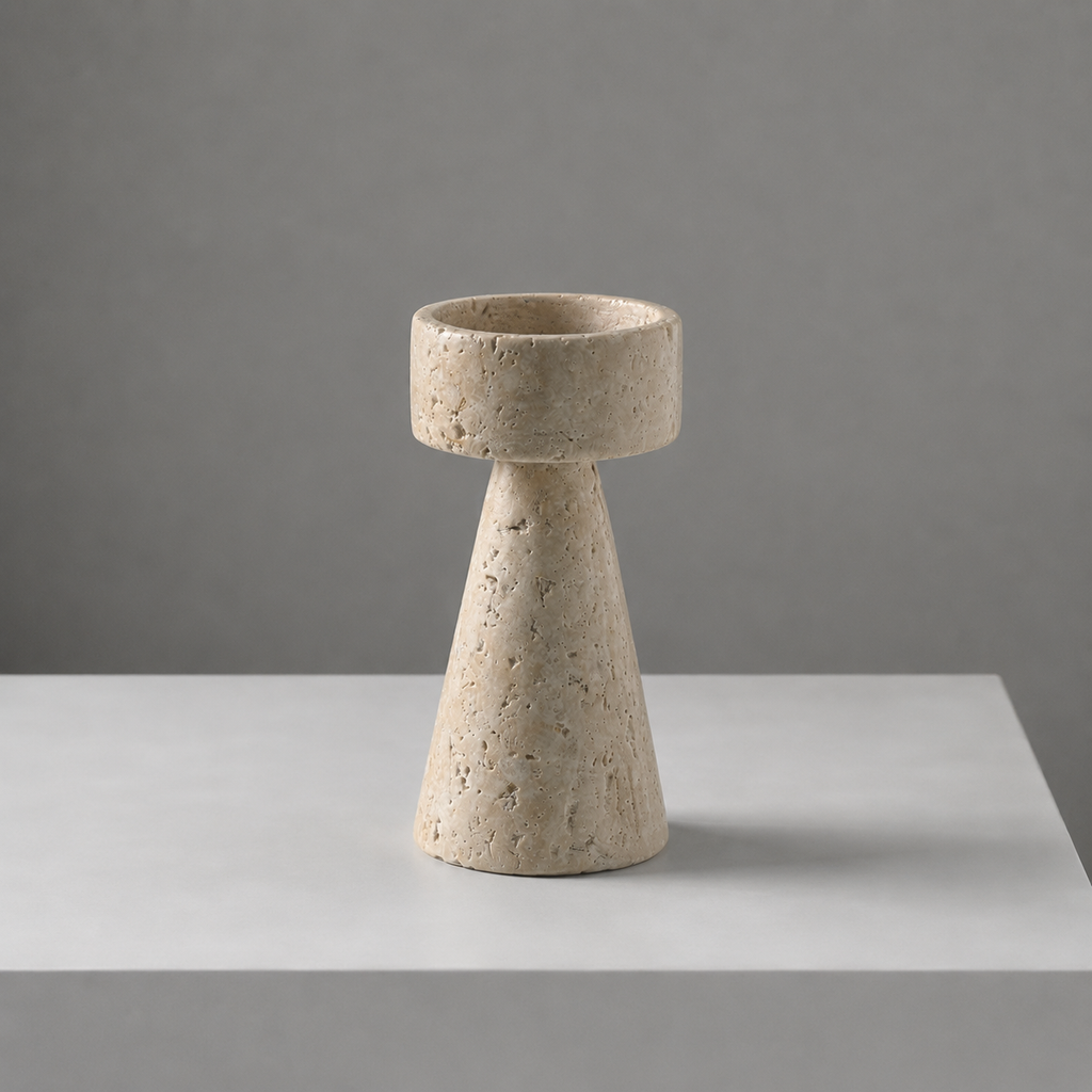 Natural Travertine Stone Candle Holder
