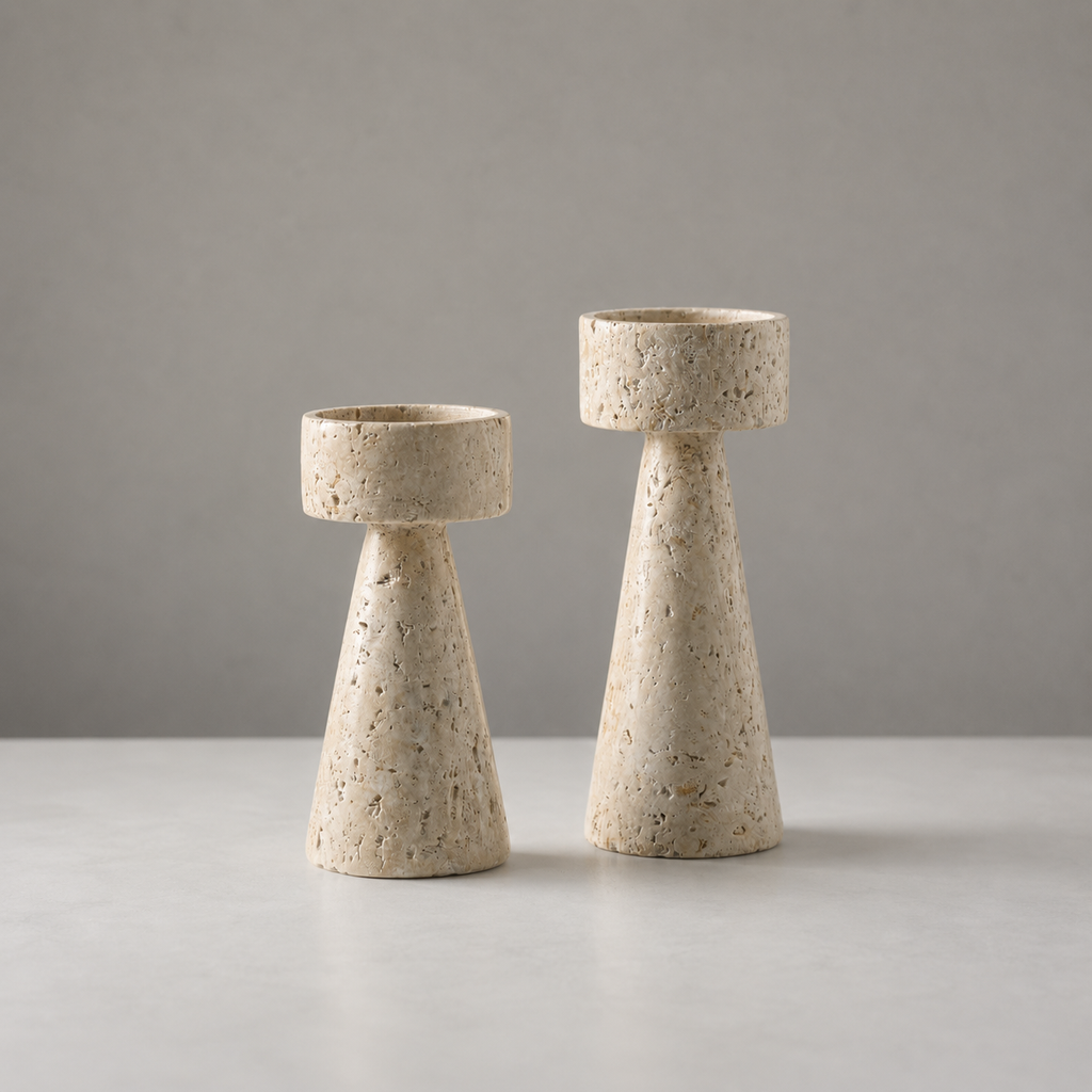 Natural Travertine Stone Candle Holder