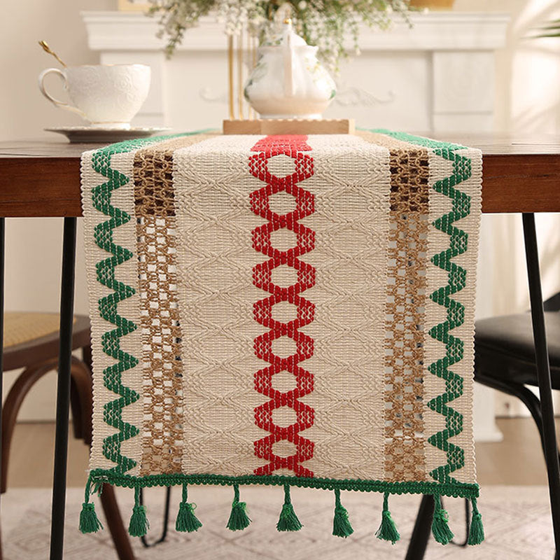 Woven Tassel Table Runner