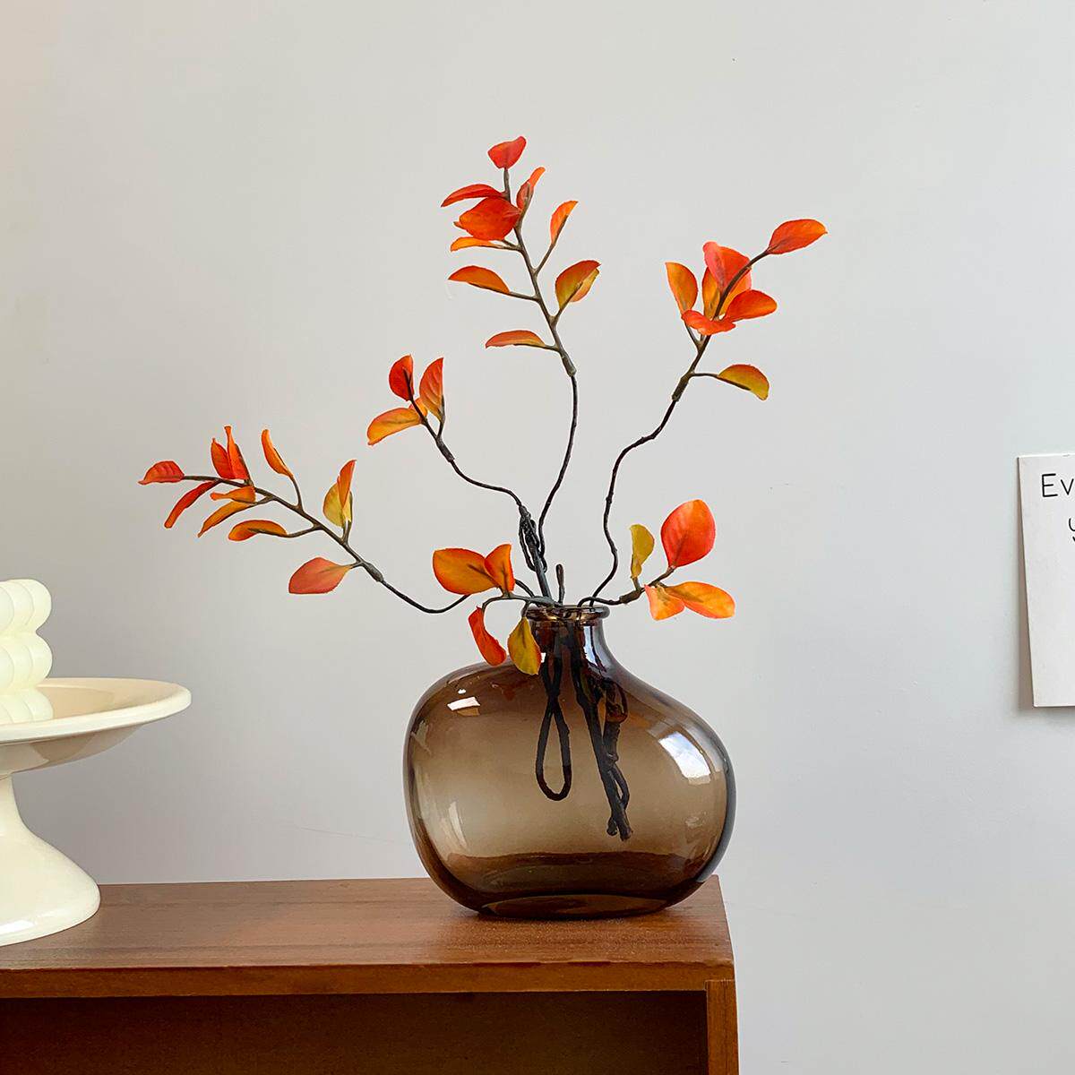 Autumn Maple Leaf Glass Vase Arrangement